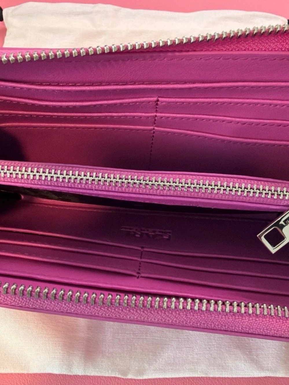 Karl Lagerfeld Hot Pink Zip-Around Wallet - Picture 3 of 4